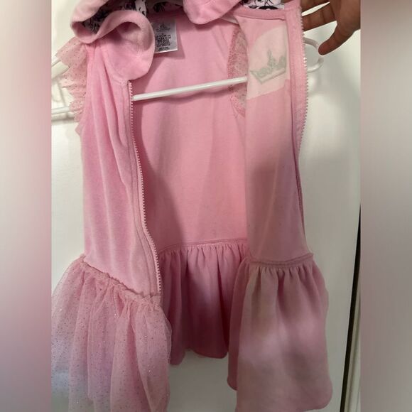 Disney Girls 2 Princess Pink Swim Cover up Hooded Terrycloth Robe Tutu Size 2 - Picture 4 of 8